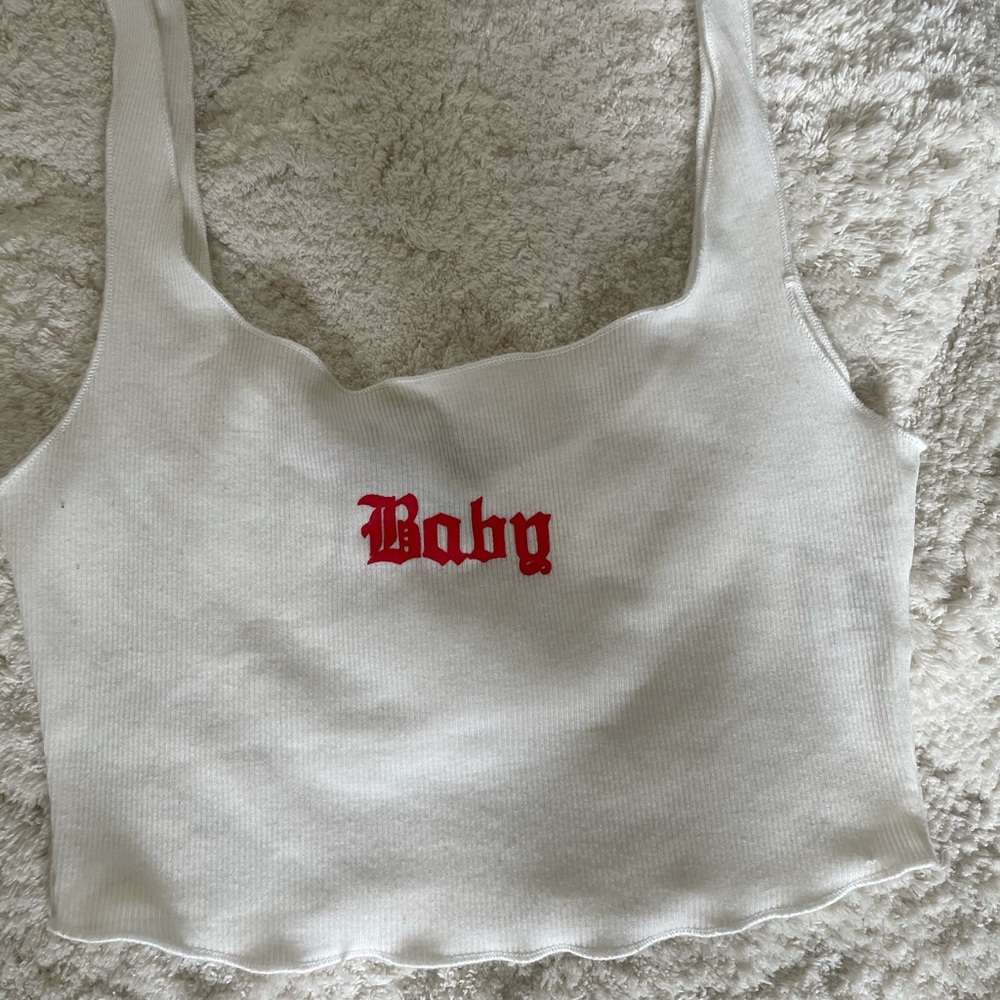 “Baby” white crop tank. Size small.